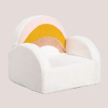 Poltrona In Pelle Di Pecora Sainy Kids Beige Crema - Sklum