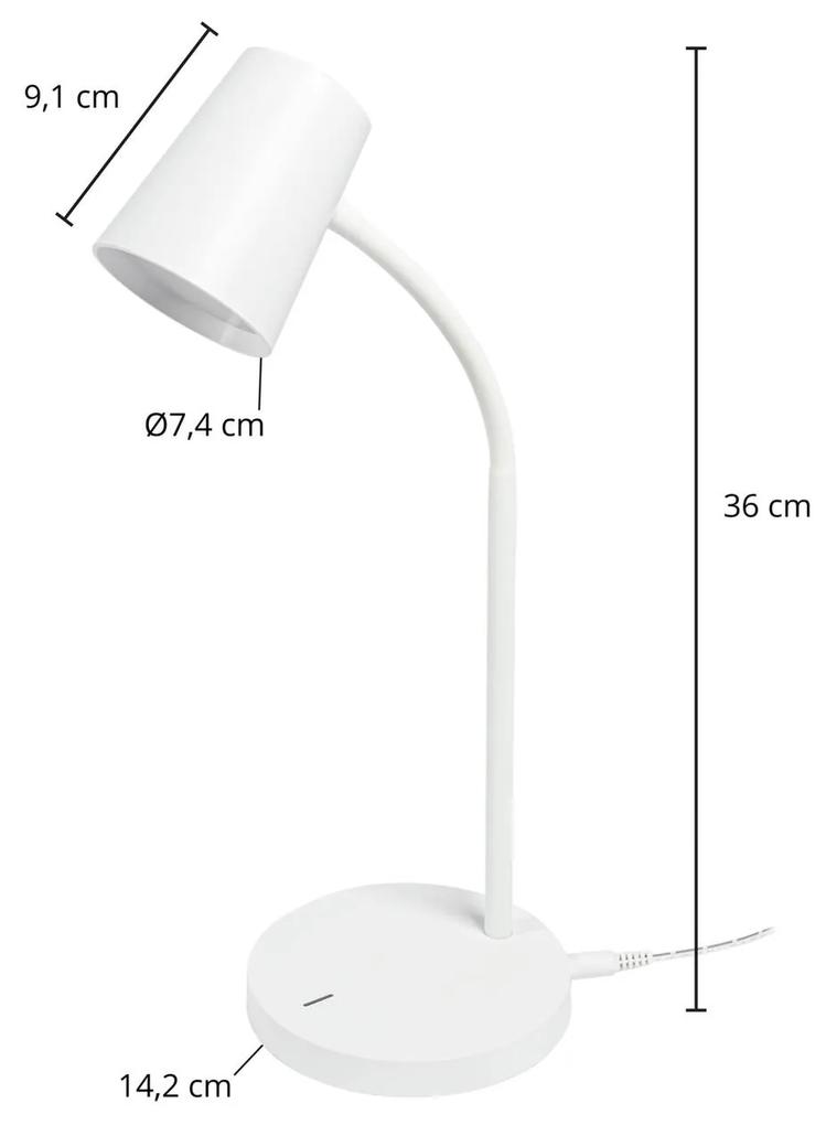Lindby Ailina LED da tavolo, base rotonda, bianco