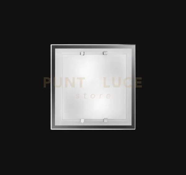 Plafoniera vetro bianco lucido 2 luci attacco e27 30x30cm in metall...