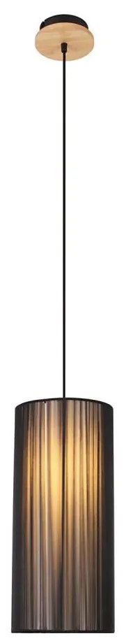 Lampadario a sospensione con filo KIOTO 1xE27/40W/230V diametro 18 cm nero/faggio