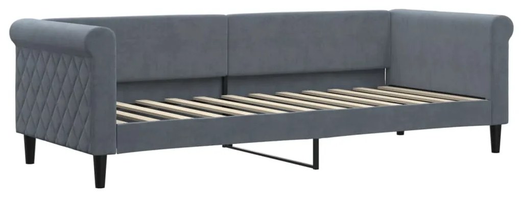 Divano letto estraibile cassetti grigio scuro 80x200cm velluto