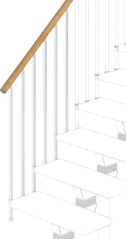 Balaustra in kit IRIS Vida Giro in legno bianco, corrimano in alluminio bianco, L 200 cm fissaggio a parete