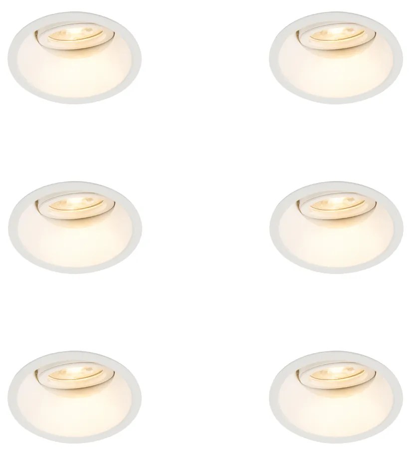 Set di 6 Faretto da incasso bianco ruotabile e inclinabile - Alloy