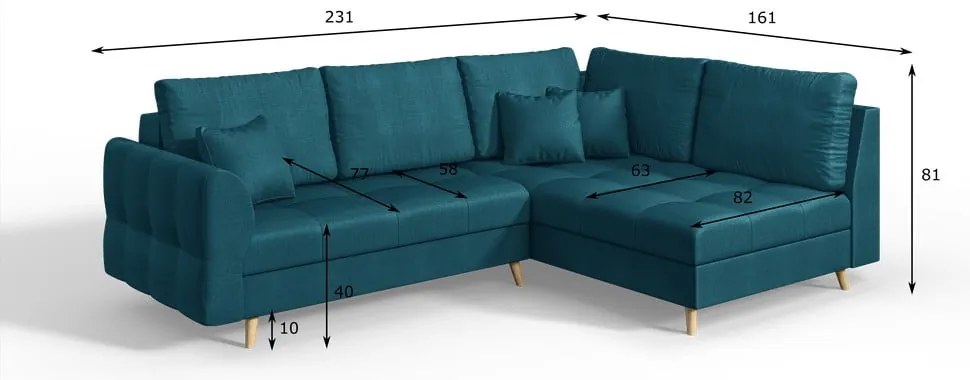 Divano angolare turchese (angolo destro) Ariella - Ropez