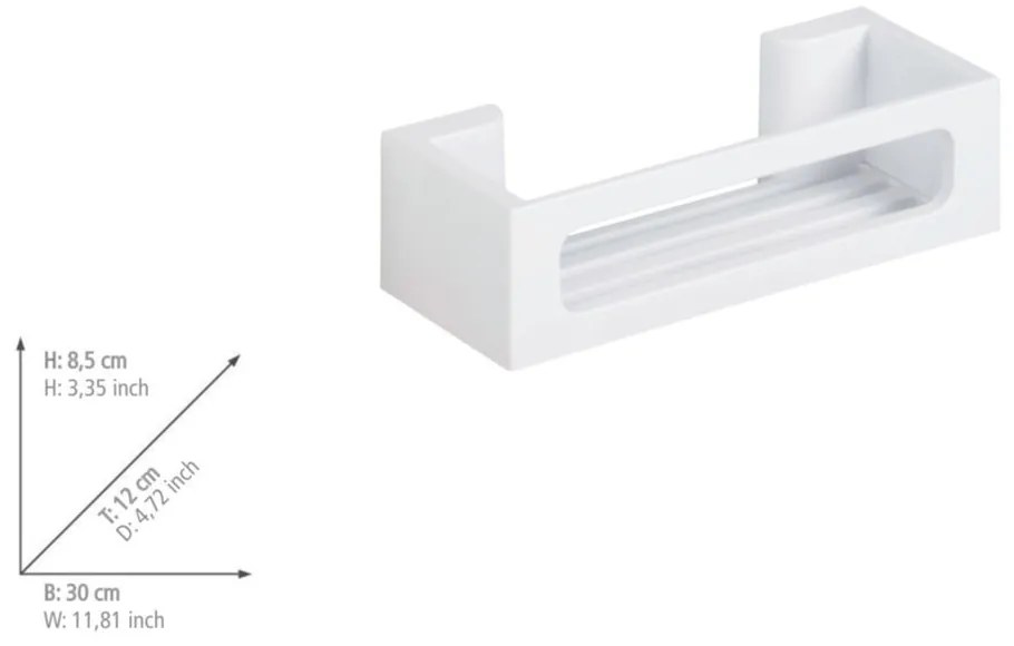 Mensola da bagno senza foratura bianco opaco in plastica con aggancio Turbo-loc Bralia – Wenko