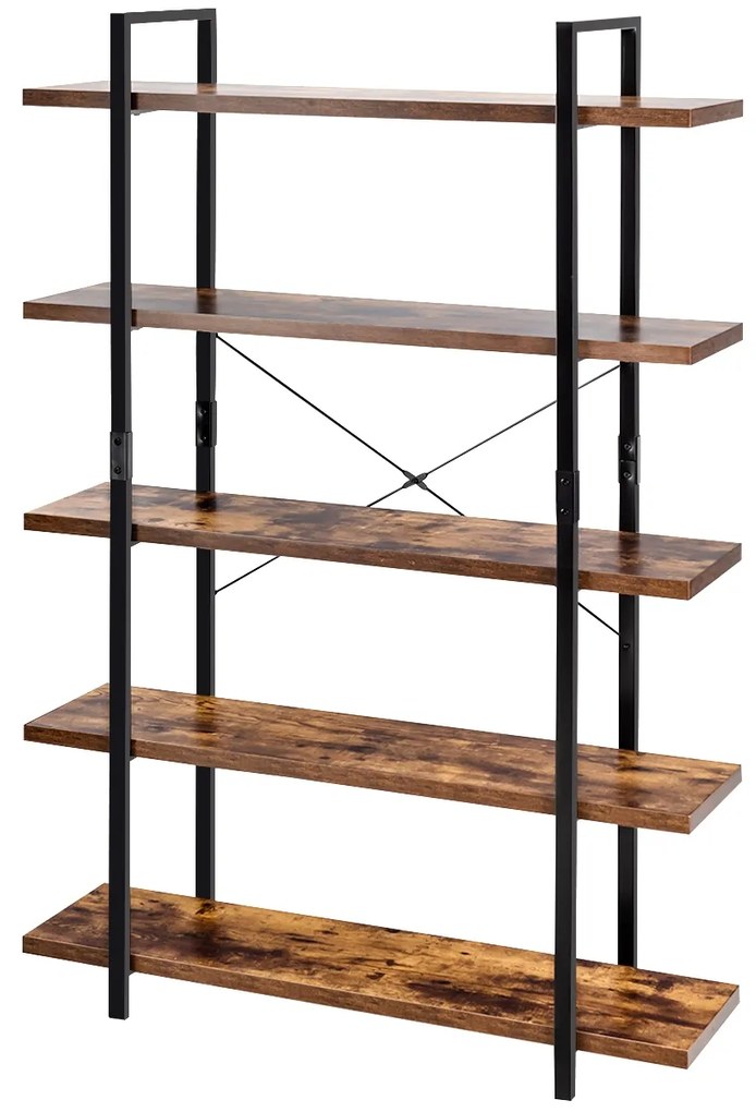 Costway Libreria industriale con 5 livelli, Espositore vintage per piante e fiori, Marrone
