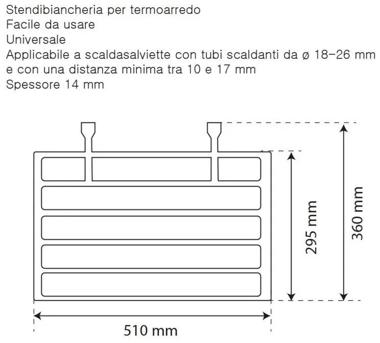 Stendibiancheria termoarredo universale in plastica bianca rigida set 2 pezzi