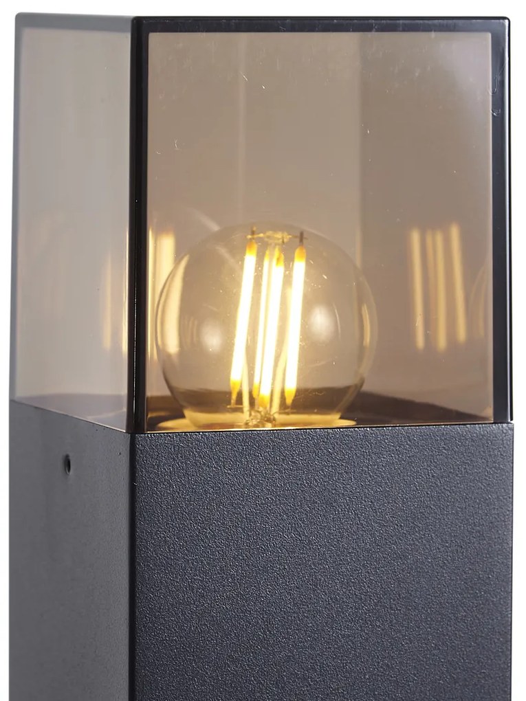 Lampada da esterno moderna nera con vetro fumé 50 cm con sensore crepuscolare IP44 - Denmark