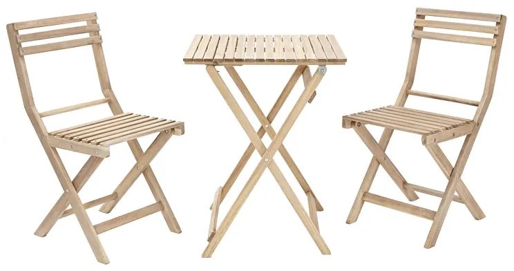 Set tavolo e sedie Solis NATERIAL in acacia bianco per 2 persone