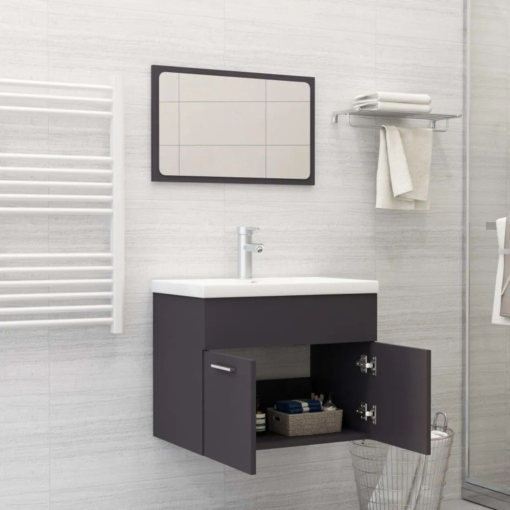 Set mobili da bagno grigio in truciolato