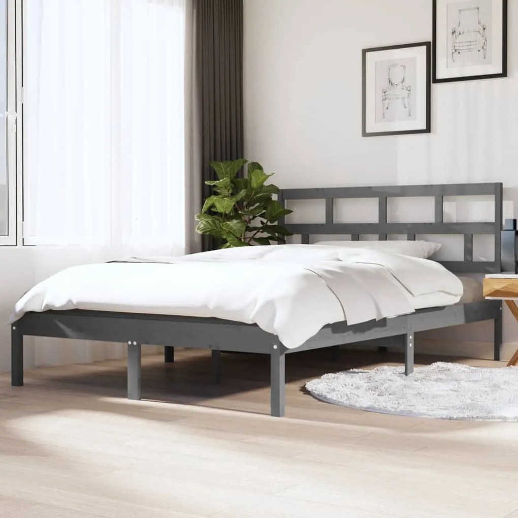Giroletto Grigio 135x190 Cm Double İn Legno Massello /