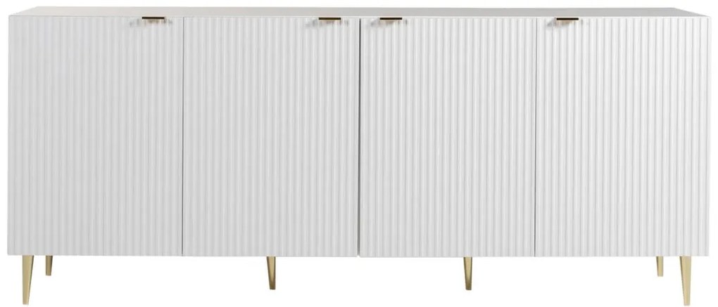 Credenza con 4 ante in MDF e Acciaio Bianco e Dorato - YESINIA