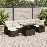 Set Divani da Giardino 8 pz con Cuscini Marrone in Polyrattan 3326524