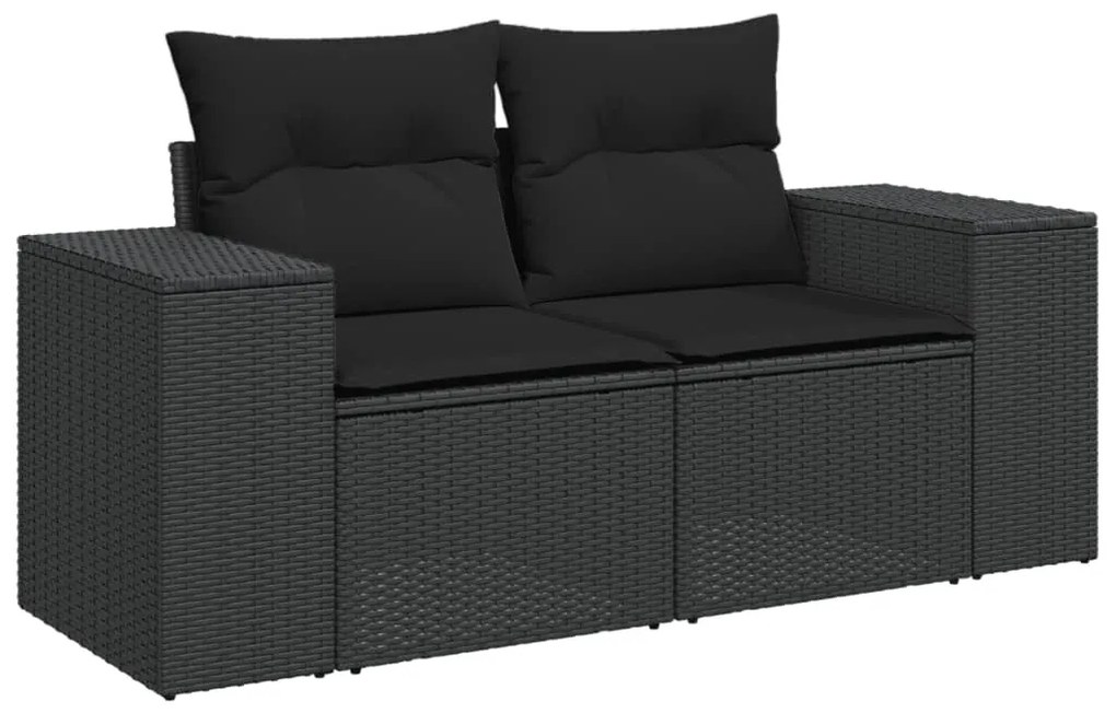 Set divani da giardino con cuscini 7pz nero polyrattan