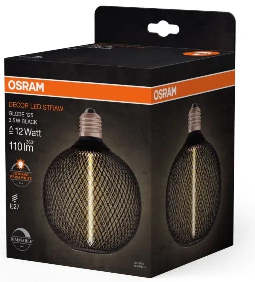 Lampadina LED dimmerabile DECOR  FILAMENT G125 E27/3,5W/230V 1800K nero - Osram