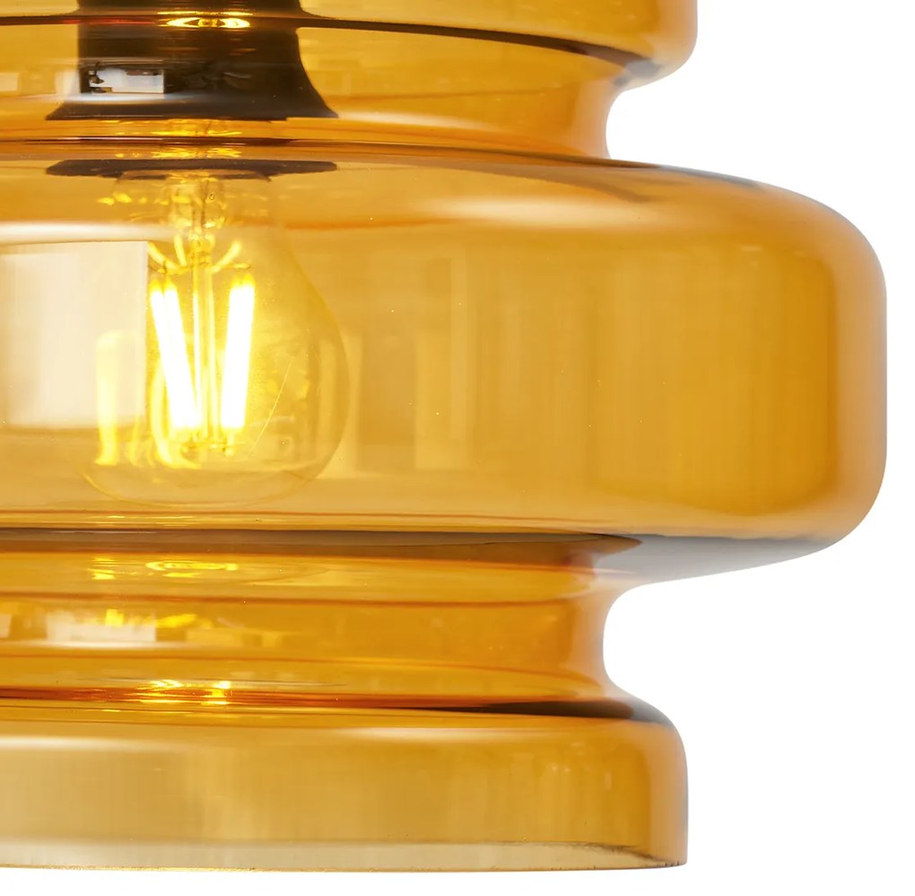 Lampada da terra retrò nera con vetro arancione - Denise