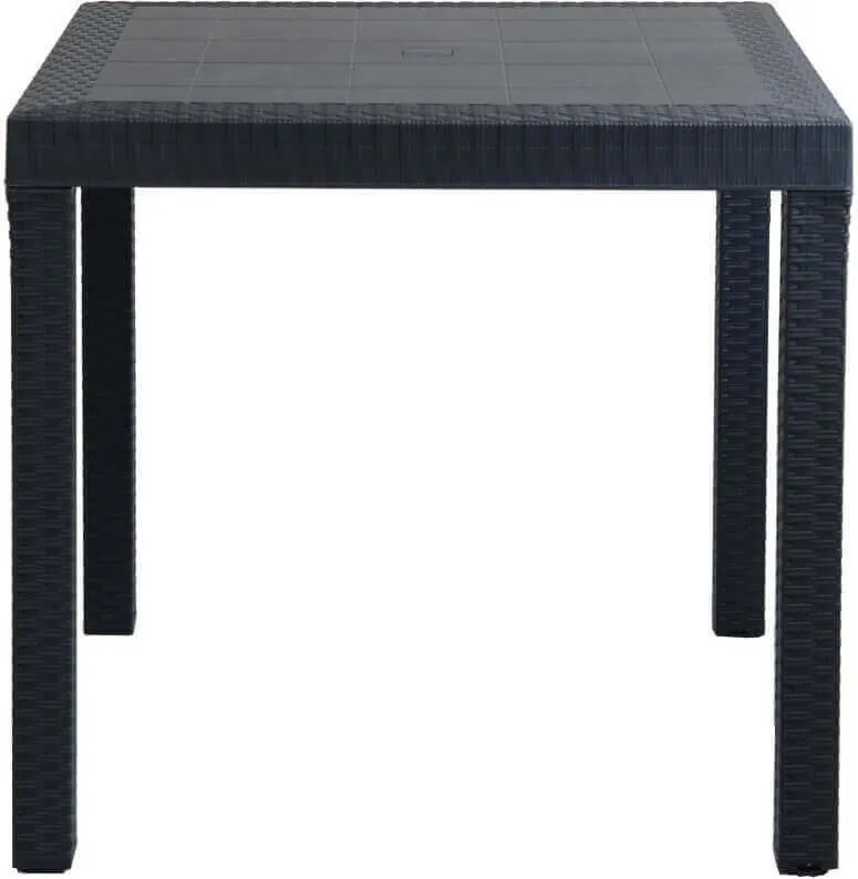 CALIGOLA - set tavolo in resina effetto rattan cm 80 x 80 x 74 h con 4 poltrone Alma