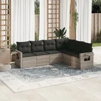 Set Divano da Giardino 6pz con Cuscini Grigio Chiaro Polyrattan 3220211