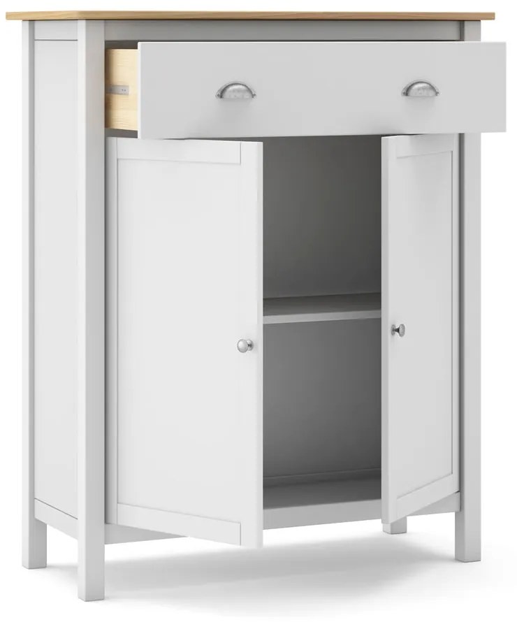 Cassettiera alta in pino bianco/naturale 90x110 cm Misti - Marckeric