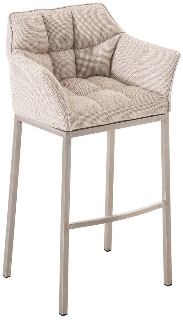 Sgabello Barhocker Damaso Stoff Con Comfort Ergonomico / Elfenbein / Edelstahl