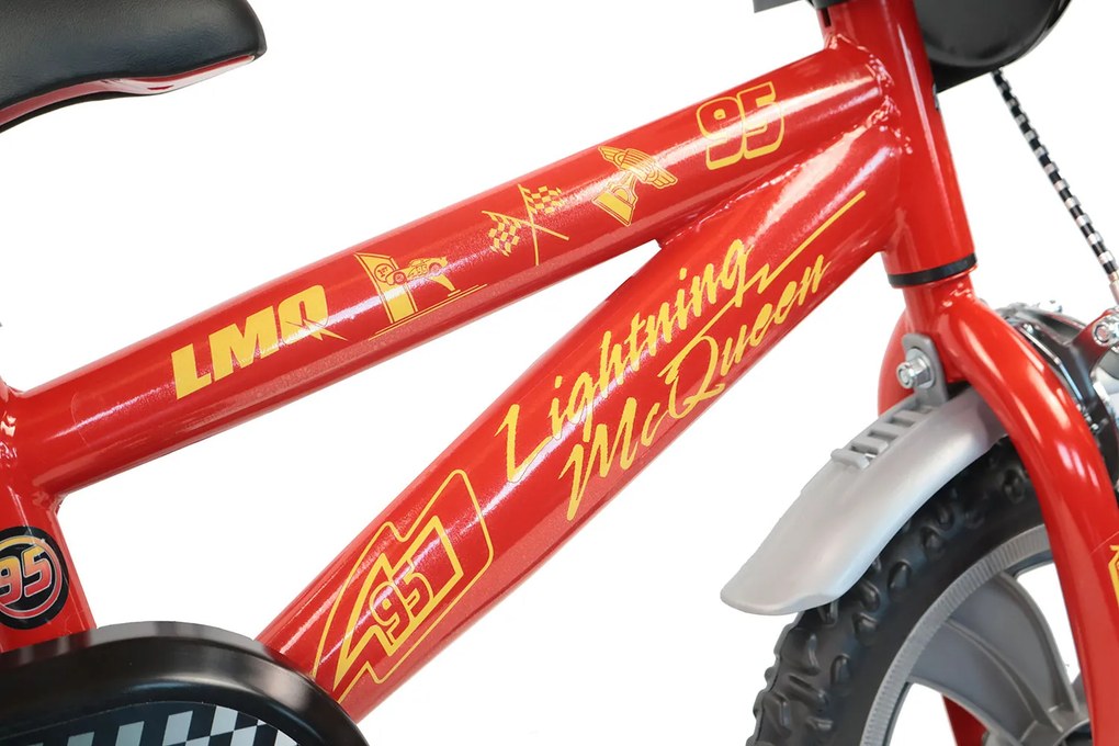 Bicicletta per Bambini 12" Disney Cars Freno Caliper e Stabilizzatori in Acciaio Hi-Ten Rosso...