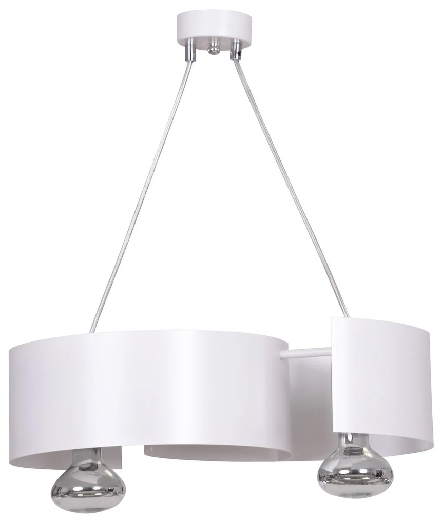 Lampadario Moderno 2 Luci Vixon In Acciao Bianco E Cromo