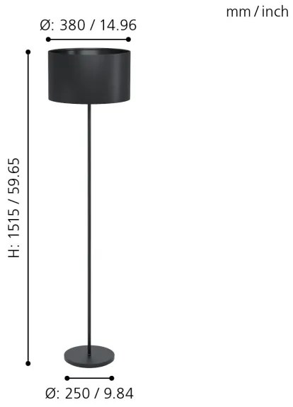 Eglo 99046 - Lampada da terra MASERLO 1xE27/40W/230V