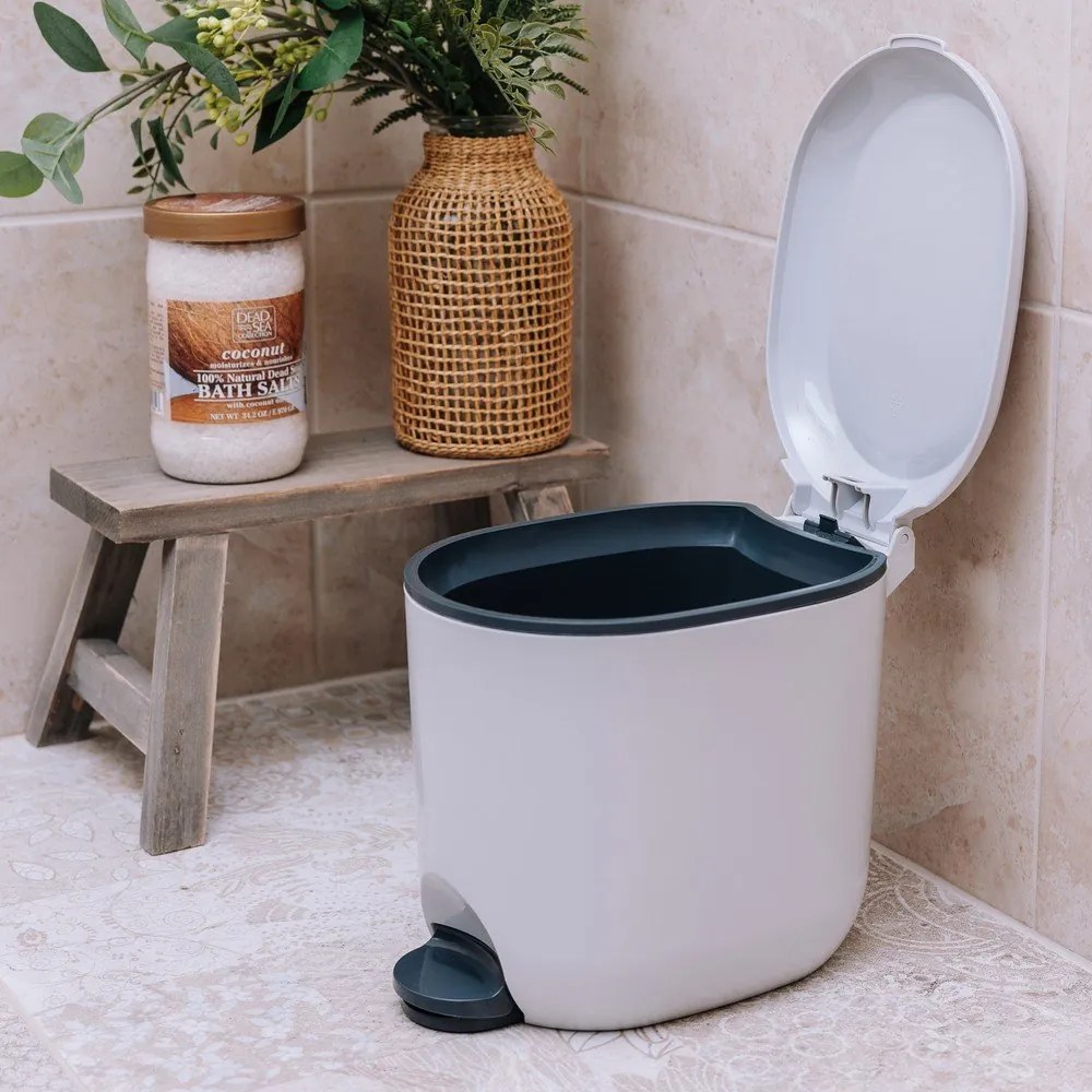 Cestino per la spazzatura in plastica bianco con pedale 3,5 l – Addis