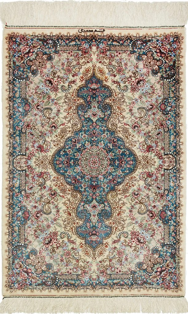 Ghom Tappeto 90 x 60 (Iran) Annodato A Mano