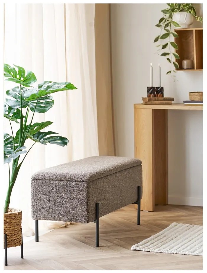 Panchina marrone con rivestimento in bouclé Watford – House Nordic