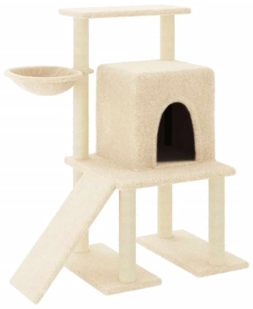 Albero per gatti con tiragraffi in sisal crema 96,5 cm