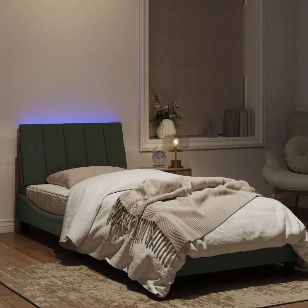 Giroletto con luci led grigio chiaro 90x190 cm in velluto
