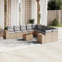 Set Divani da Giardino 11 pz con Cuscini Beige in Polyrattan 3257970