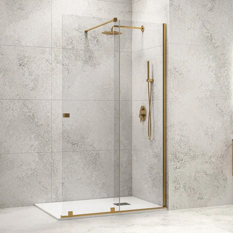 Box doccia walk in scorrevole 140 cm finitura oro | KNM4000W-G - KAMALU