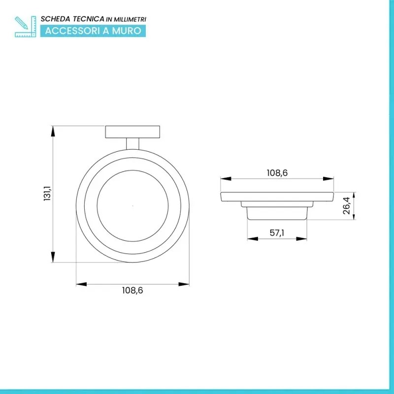 Porta saponetta a muro in acciaio nero opaco linea Chic Black