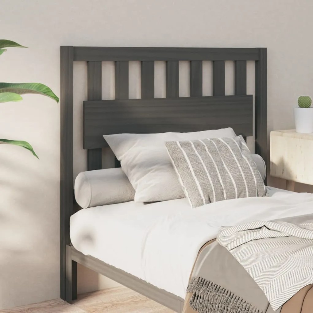 Testiera Per Letto Grigia 105,5x4x100 Cm Legno Massello Di Pino /