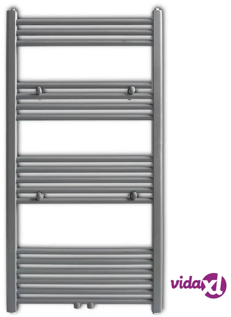 vidaXL Radiatore Centrale Portasciugamano Dritto Grigio 600 x 1160 mm