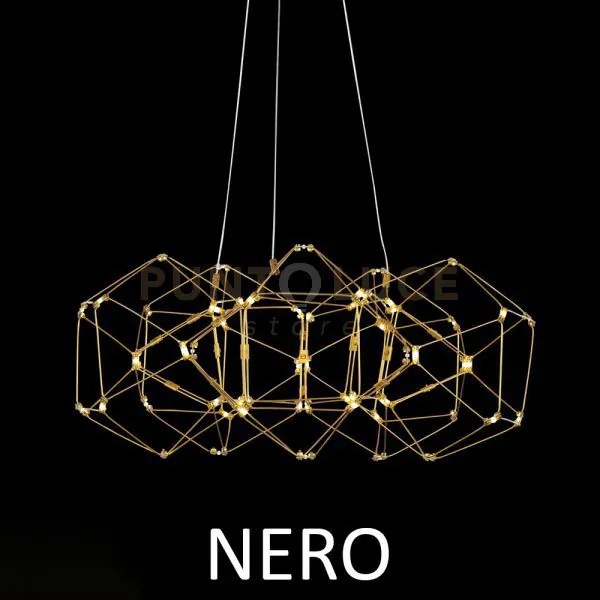 Lucciola 5 prismi sospensione rotonda, cromato nero led 24 w, 3000k...