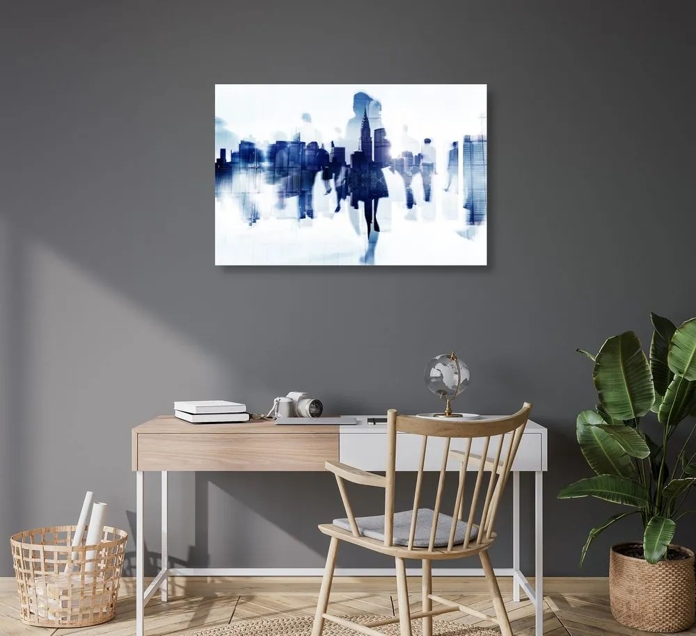 Quadro su tela – Silhouette di persone in metropoli
