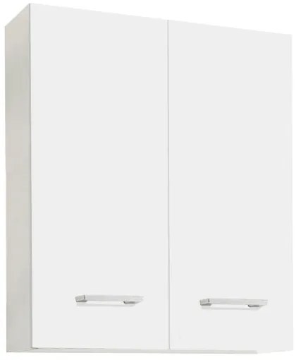 Pensile doppio sospeso Bianco opaco con maniglie cromate 60x22xh71 cm