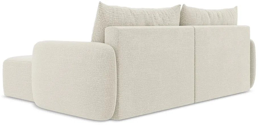 Divano angolare color crema allungabile/con contenitore (con penisola a destra) Kalena – Makamii