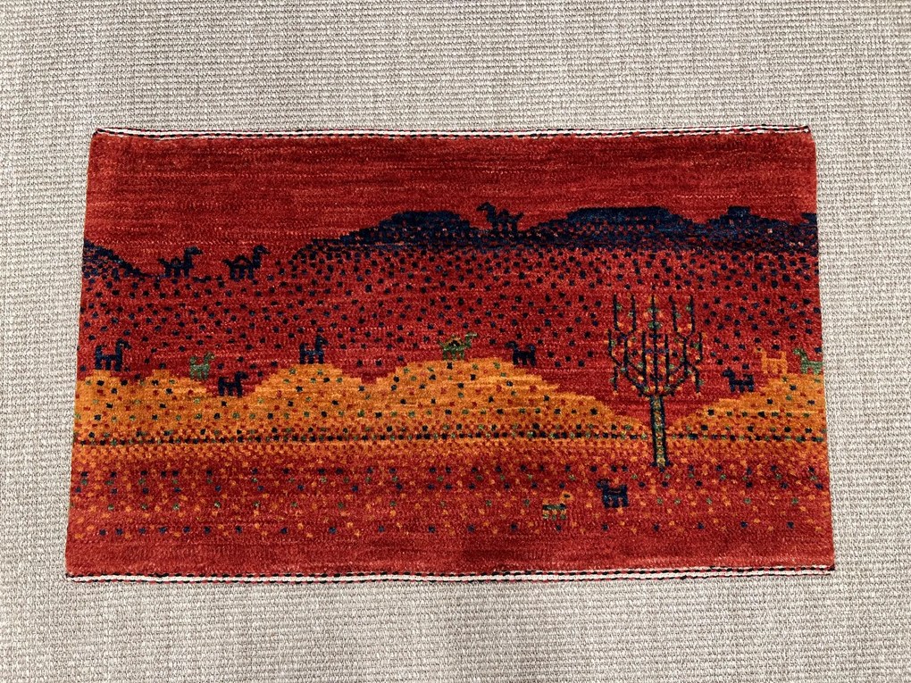 Loribaft Tappeto 80 x 50 Rosso (Iran) Annodato A Mano