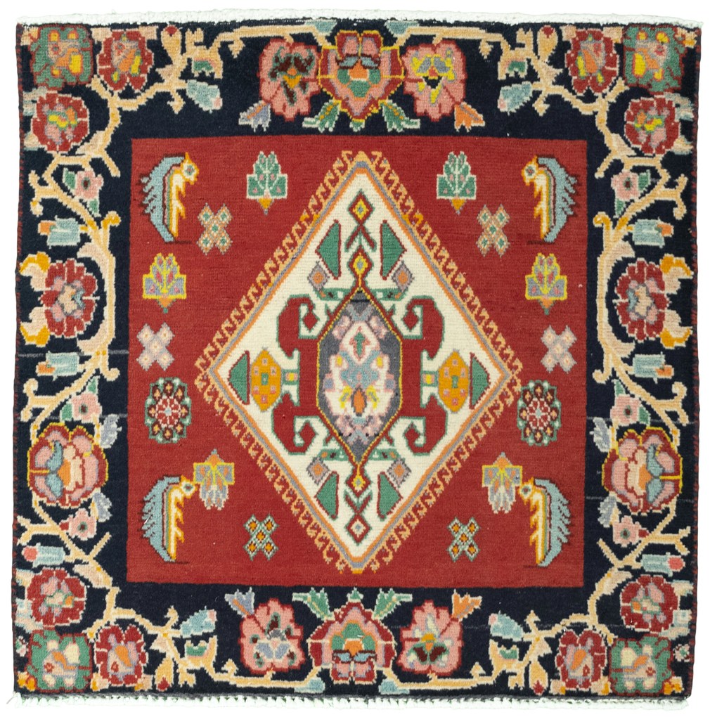 Shiraz Tappeto 70x70 Rosso (Iran) Annodato A Mano