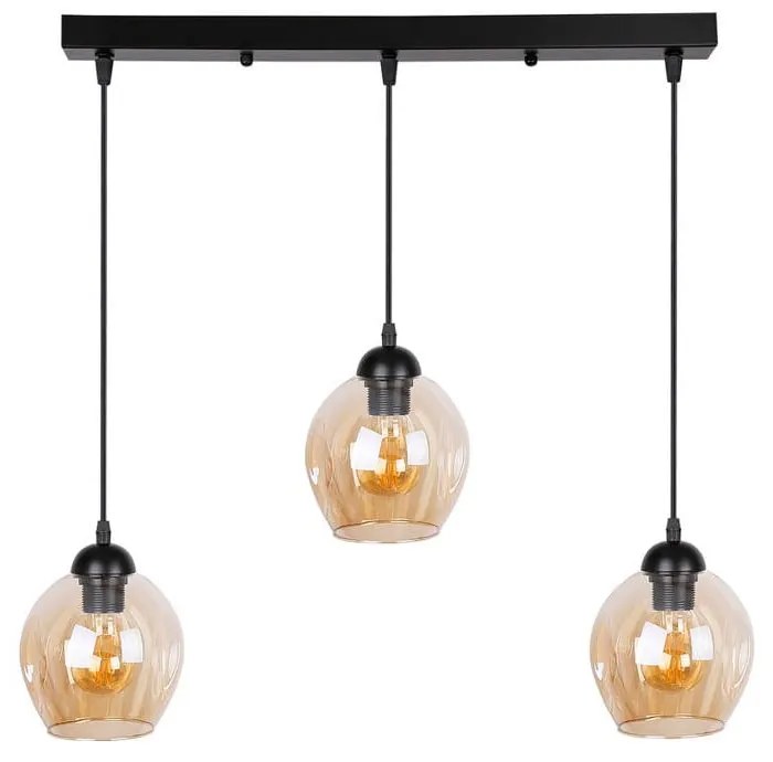 Lampada a sospensione nera con paralume in vetro 14x70 cm Aspa - Candellux Lighting