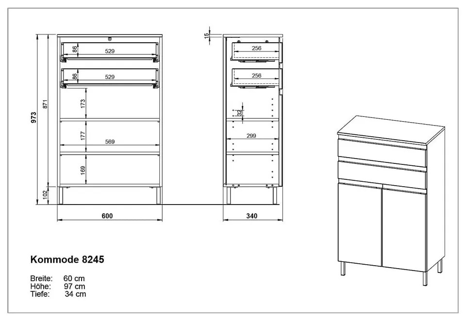 Mobile bagno bianco 60x97 cm Salinas - Germania