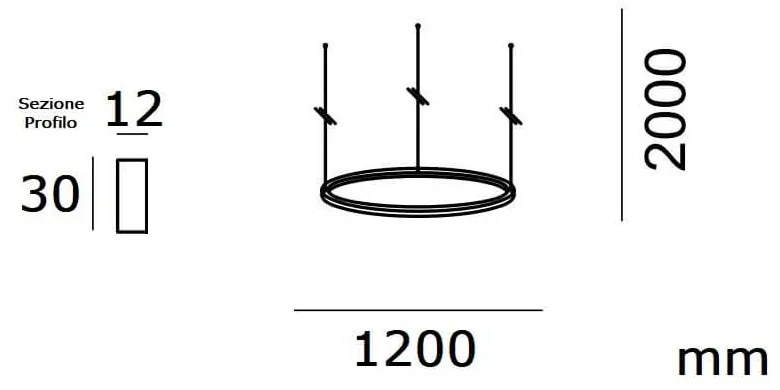 Lampadario Circolare a Sospensione Ø120cm - Bianco Colore del corpo Bianco