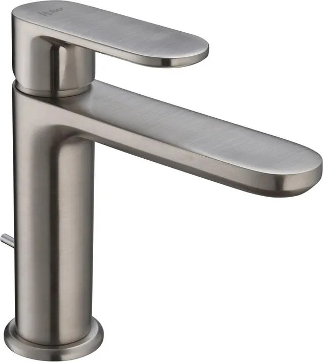 Rubinetto per lavabo a canna bassa getto laminare cristallino PLANO nichel satinato HUBER H 15.6 cm