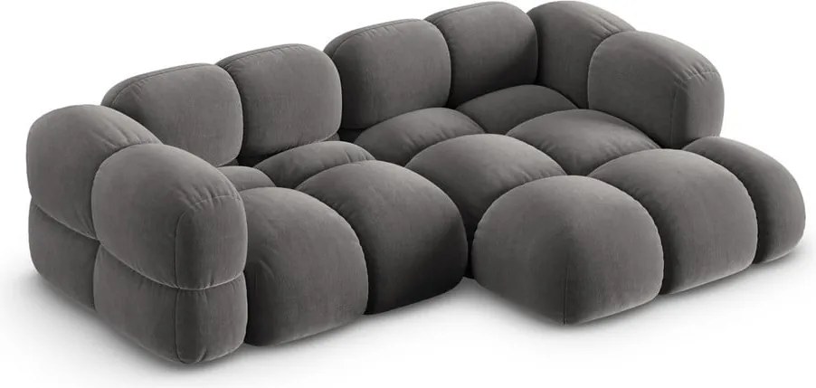 Divano angolare grigio (con penisola a destra/con chaise lounge) con rivestimento in velluto Loretto – Cosmopolitan Design