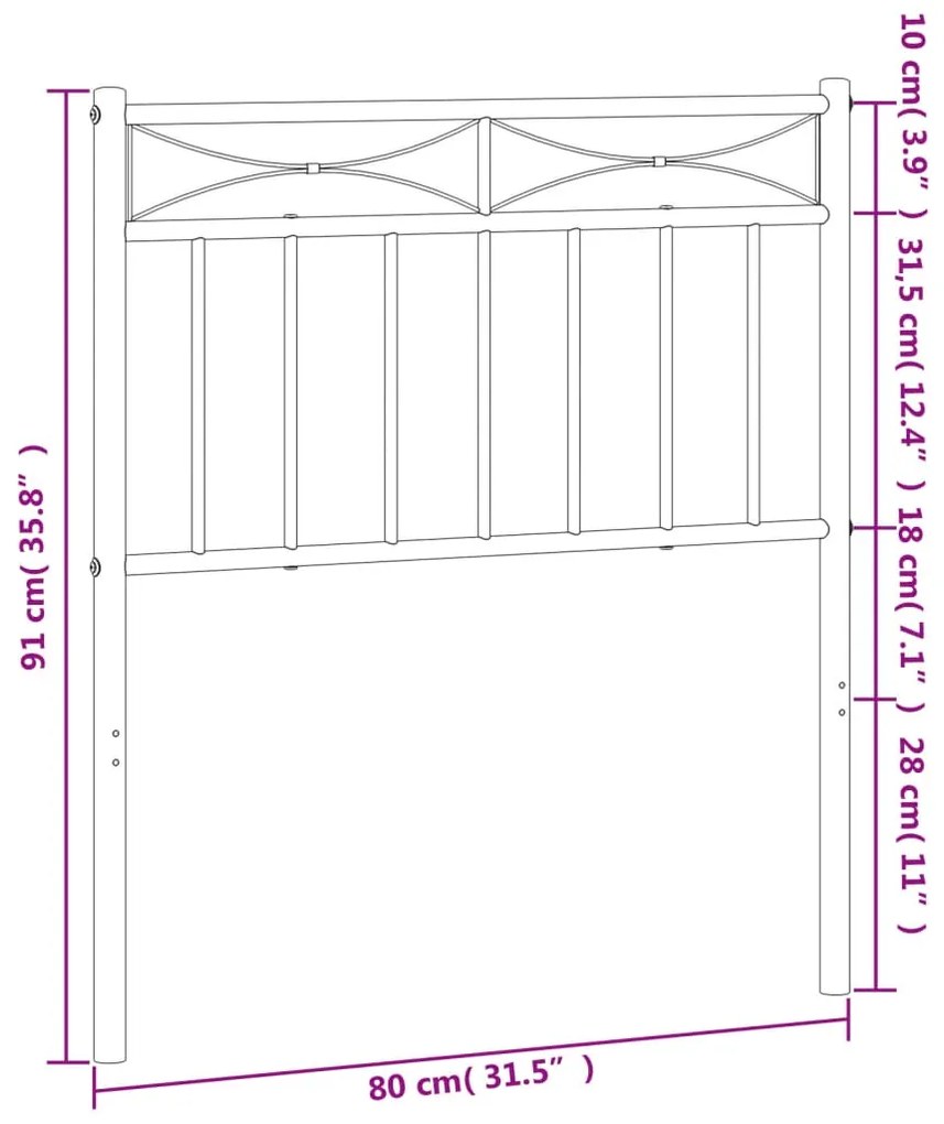 Testiera in Metallo Bianco 75 cm