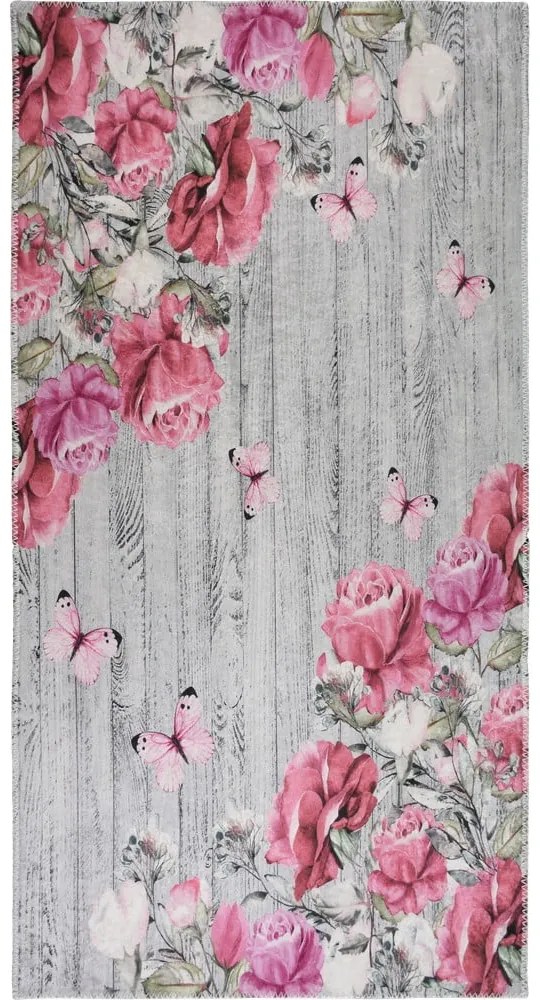 Tappeto rosa/grigio lavabile 120x180 cm Blooming Roses – Vitaus